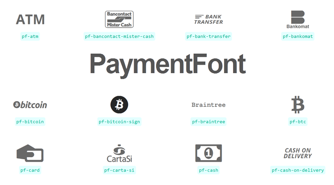Webfont mit Bitcoin- & Payment-Icons